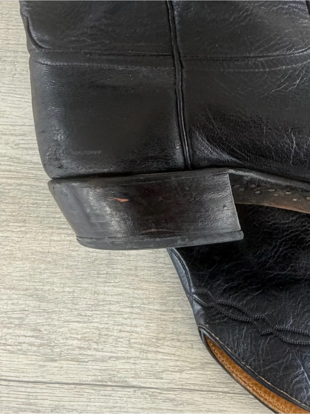 Vintage Anderson Bean Cowboy Boots Men Size 13 Black Leather Western Pointed Toe